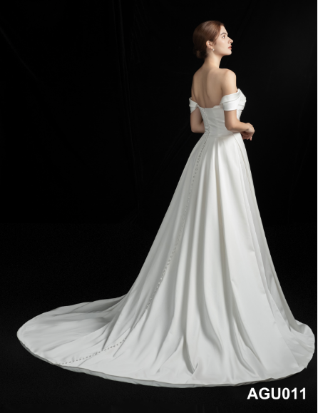 Handmade Beaded Sexy off Shoulder Civil Satin Split Bridal Gown Wedding Dress