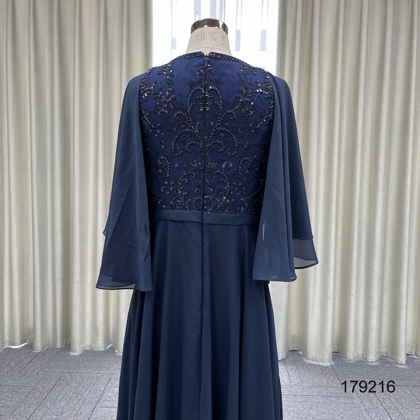 High Quality Chiffon Mother of Bride Dress for Wedding Elegant Women Half Sleeves Beading Lace Evening Gown