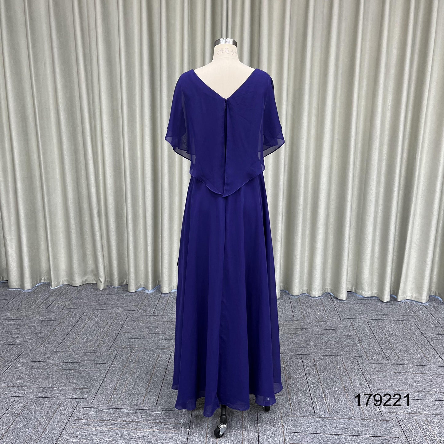 Navy Blue Plus Size Chiffon Short Sleeve Hand Pleated Skirt Mother of the Bride Bridesmaid Dresses for Wedding