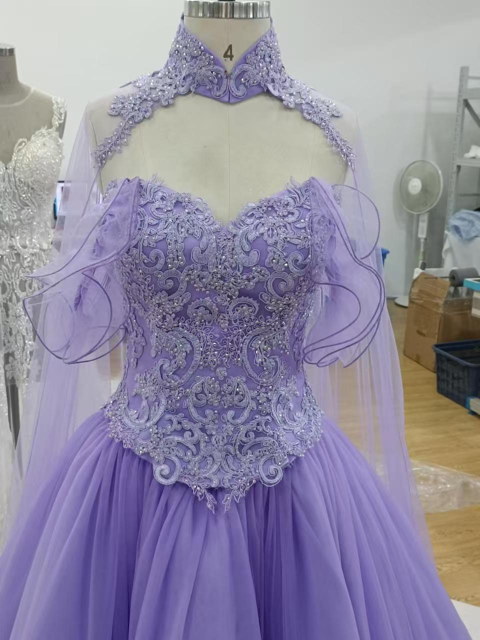 Customized Hot Sales Lavender Quinceanera Dresses 3D Flowers Appliques Off Shoulder Sweet Princess Prom Party Gowns
