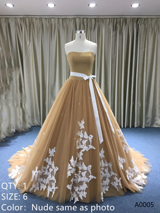 A-line Sweetheart Orange Star Tulle Lace Evening Formal Dresses Vestidos De Fiesta