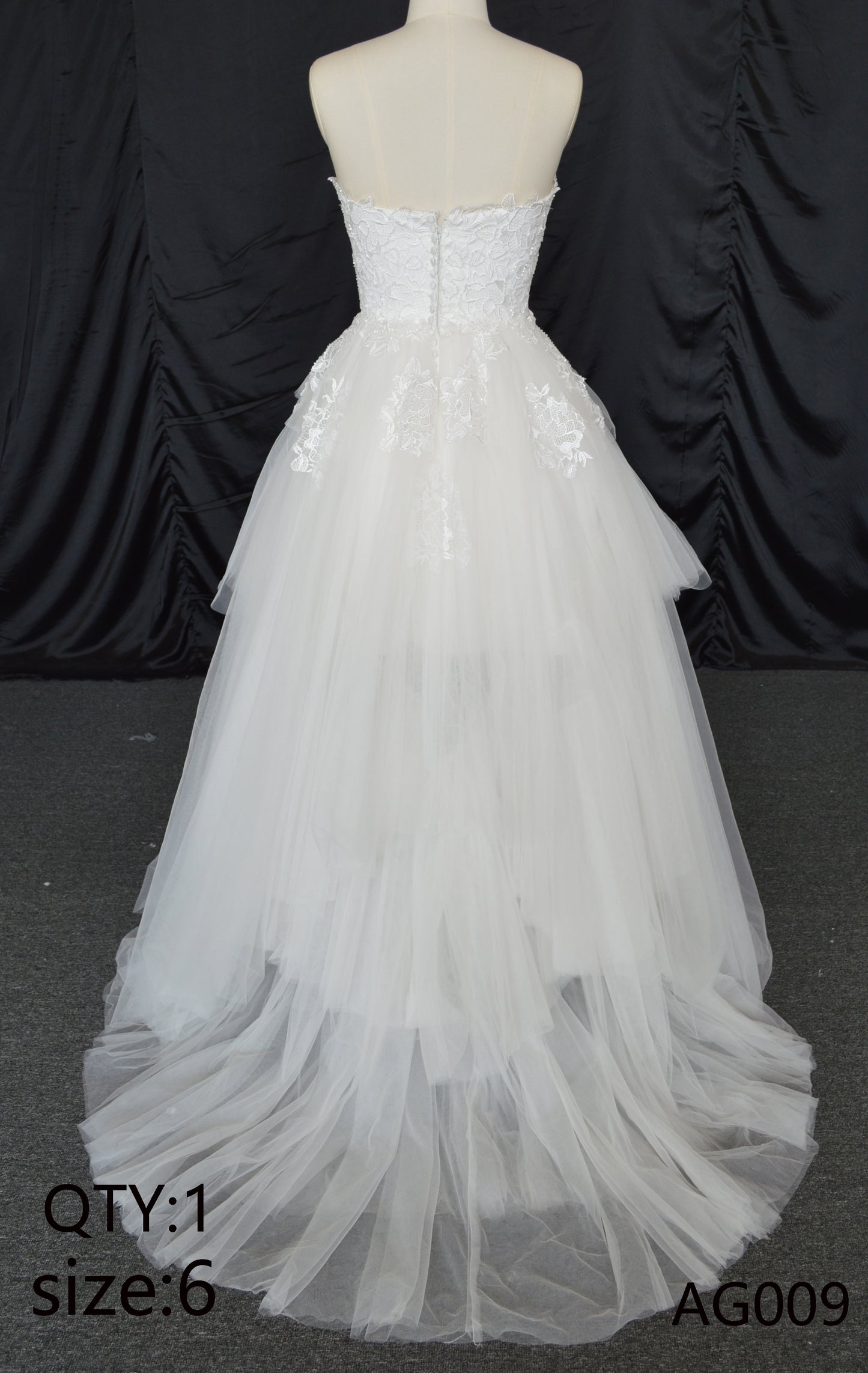 Summer New Strapless Elegant Wedding  Mesh Cake Skirt Lace Chiffon Natural Waist Chapel Anti-Static