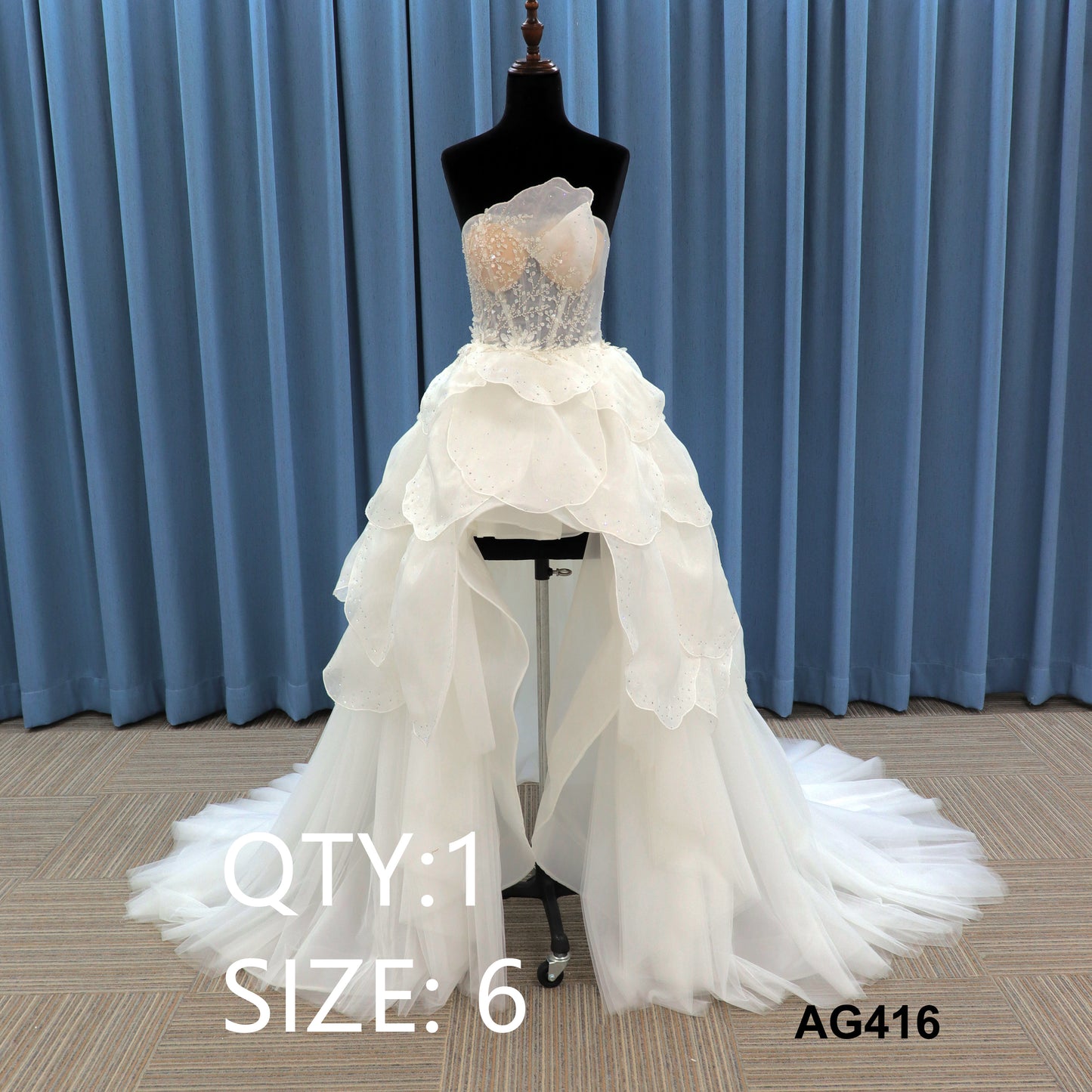 QUEENS GOWN Exquisite Rhinestone V-neck Evening Dress Ivory Strapless Bridal Gown With Sexy Split Backless Wedding Dress