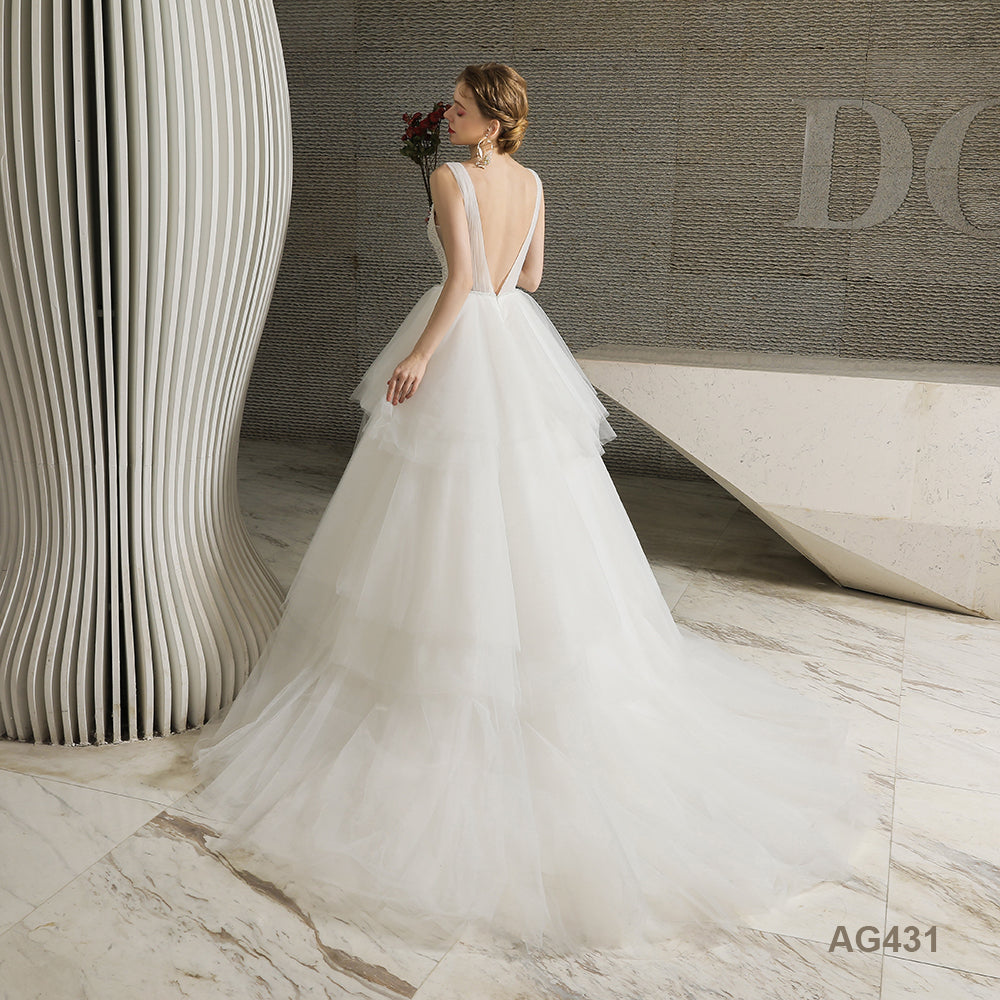 Simple Temperament Wedding Dress Simple Temperament Wedding Dress White Layered Ball Gown Wedding Dresses