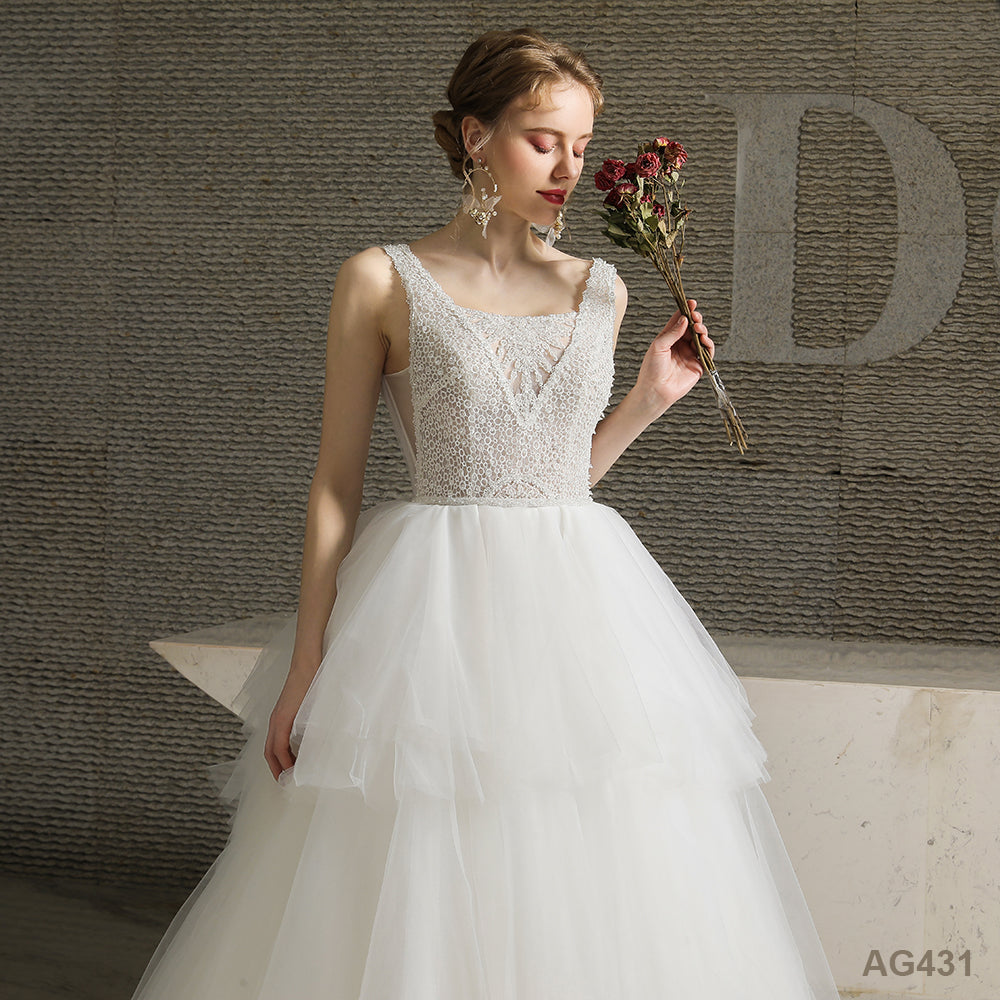 Simple Temperament Wedding Dress Simple Temperament Wedding Dress White Layered Ball Gown Wedding Dresses