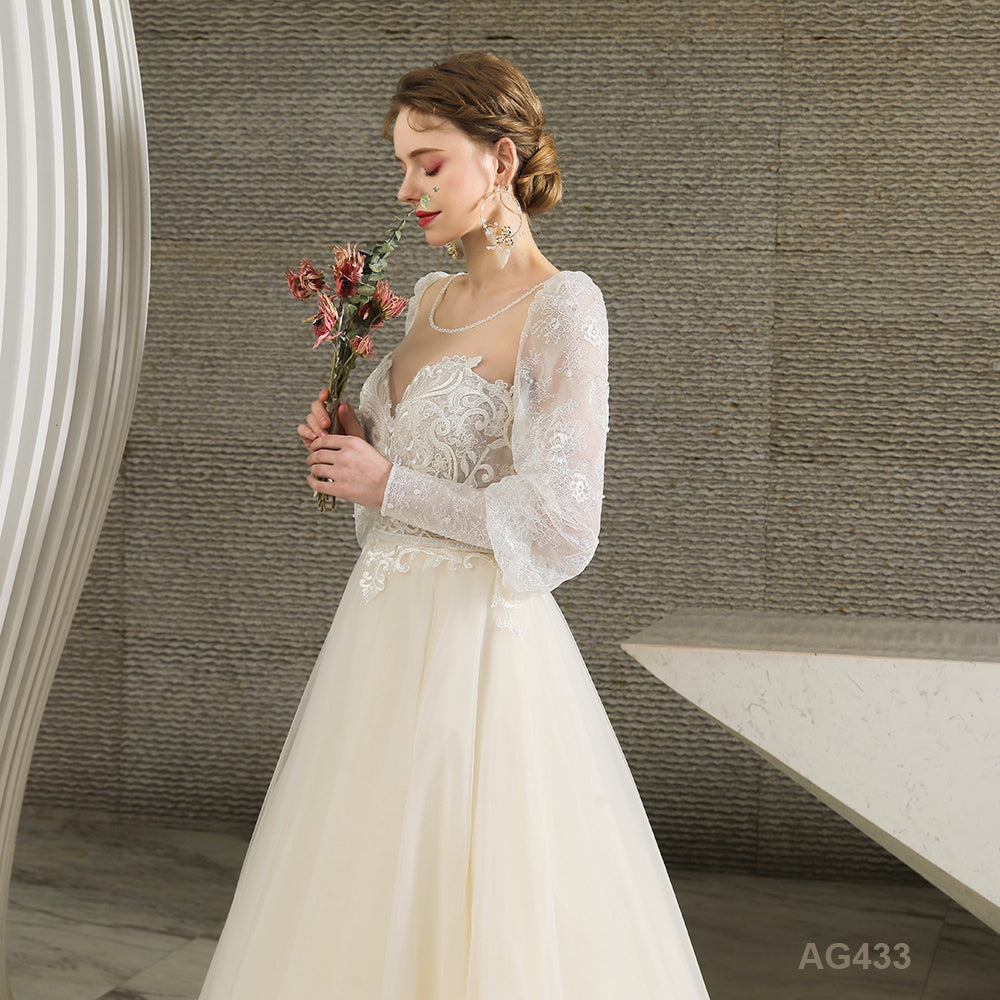 New Luxury Crocheted Sequin Backless Shining Beads Lace Trailing Party Bride Wedding Dress