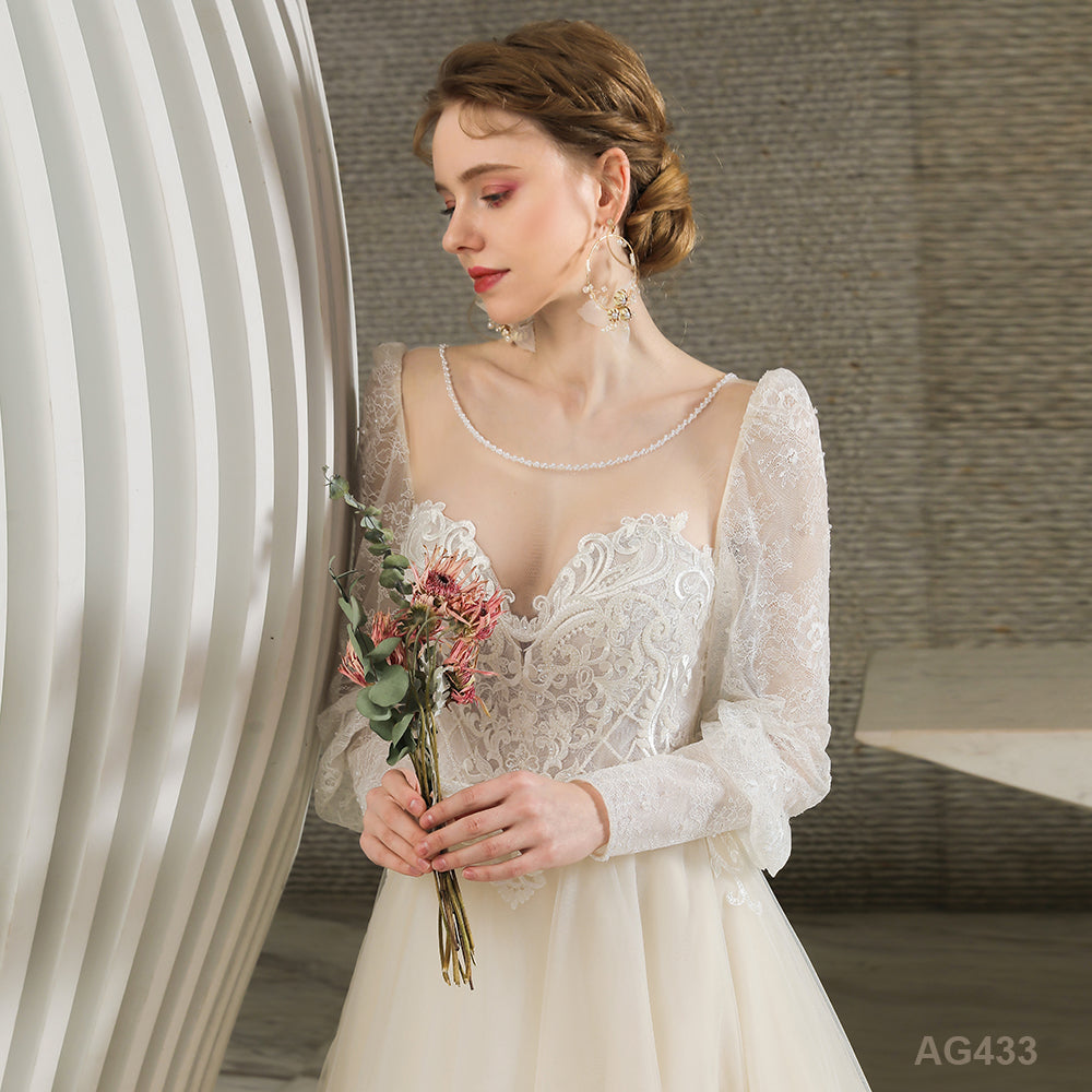 New Luxury Crocheted Sequin Backless Shining Beads Lace Trailing Party Bride Wedding Dress