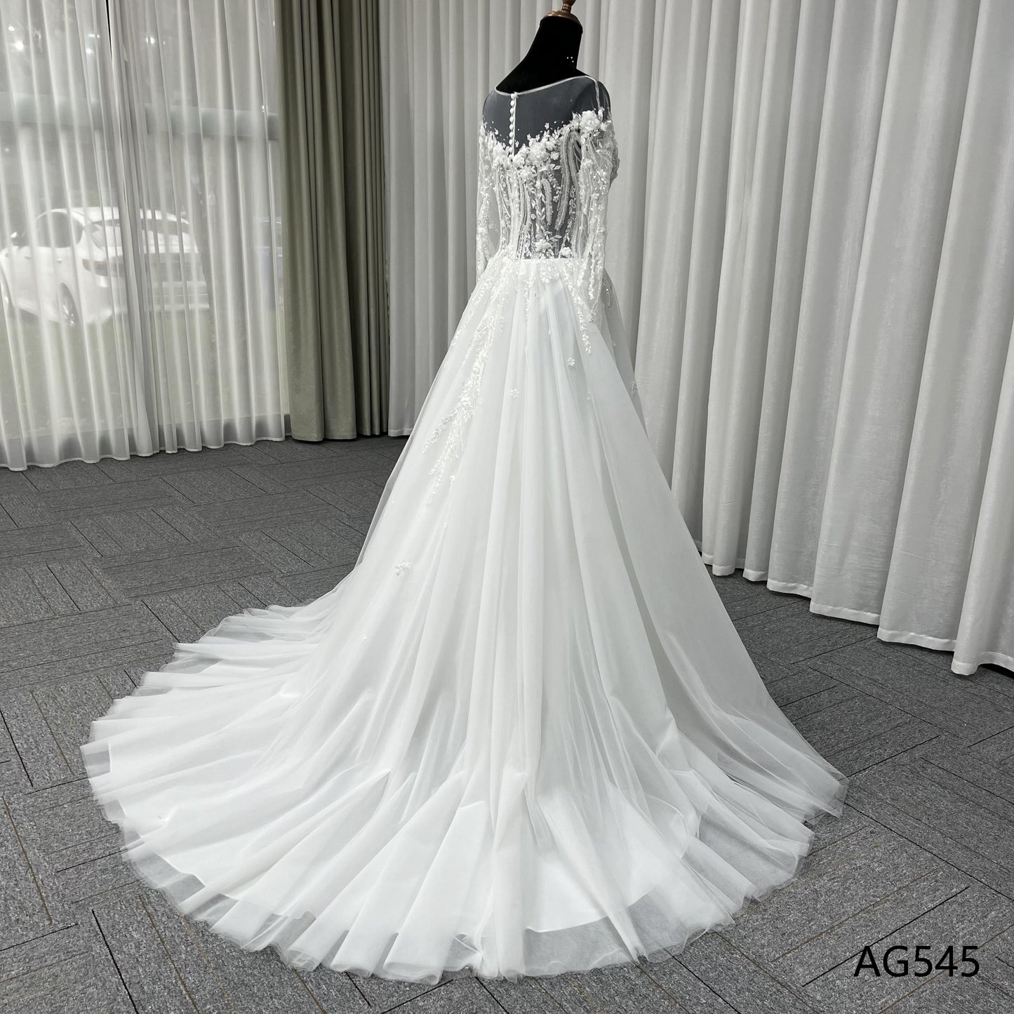 elegant bridal wedding dress Long sleeve embroidery bridal gowns A-line weddingdress