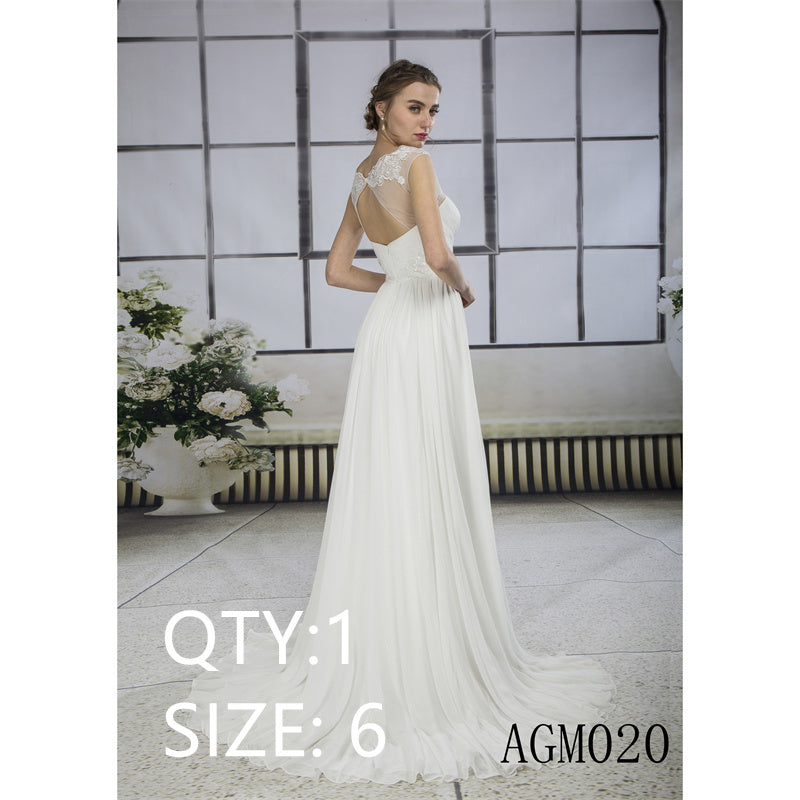Custom Size Wedding Dress Bridal Skirt Sexy O-neck Slim Fit Lace Applique Sleeveless Bride White Ivory
