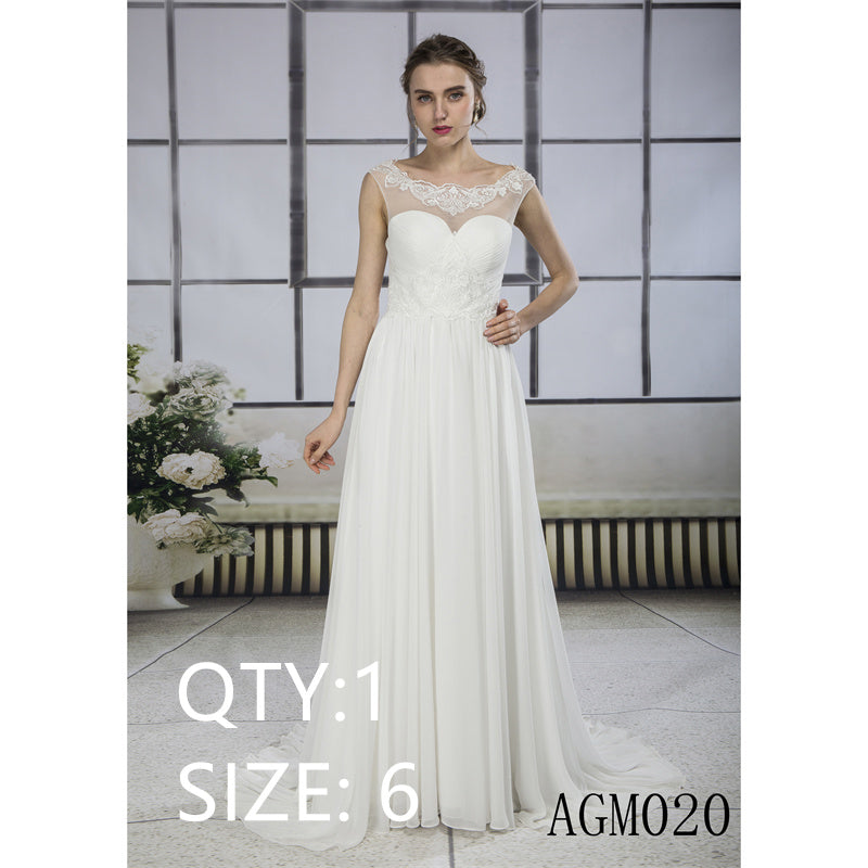 Custom Size Wedding Dress Bridal Skirt Sexy O-neck Slim Fit Lace Applique Sleeveless Bride White Ivory