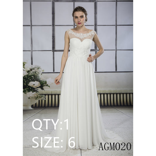Custom Size Wedding Dress Bridal Skirt Sexy O-neck Slim Fit Lace Applique Sleeveless Bride White Ivory