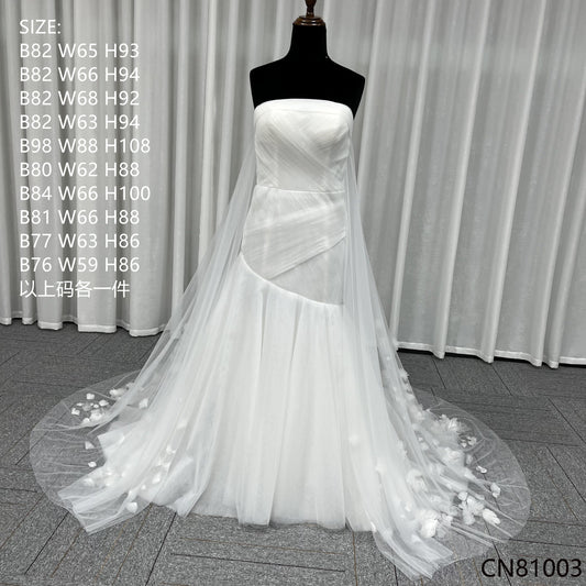 Mermaid Lace Wedding Dress Strapless Sweetheart Neck Ruffles Wedding Gown for Bride