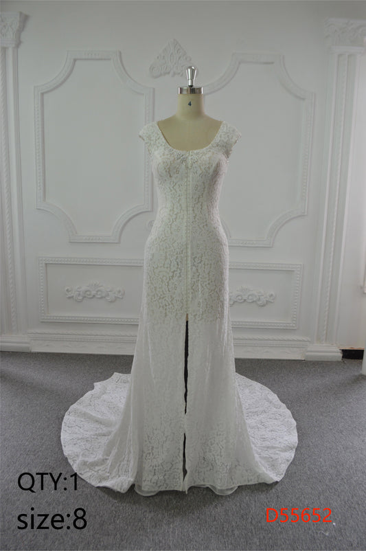 Elegant Mermaid Wedding Dress Off-Shoulder Fitted Bridal Gown with Sparkle Sequins Lace Flower Decoration Floor-Length