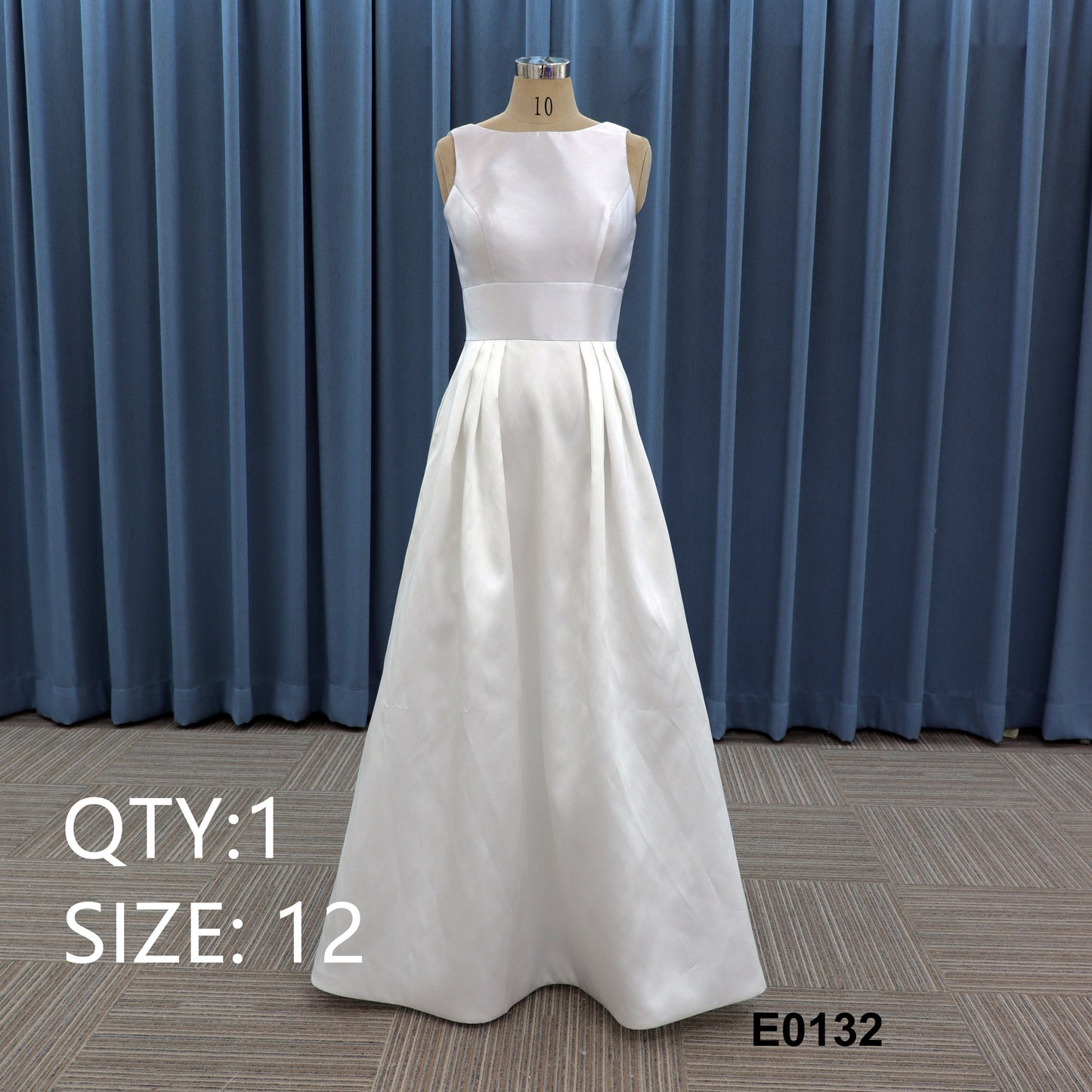 Custom-made white wedding gown Elegant evening gown Bridal gown A-line sleeveless satin wedding gown with hemline