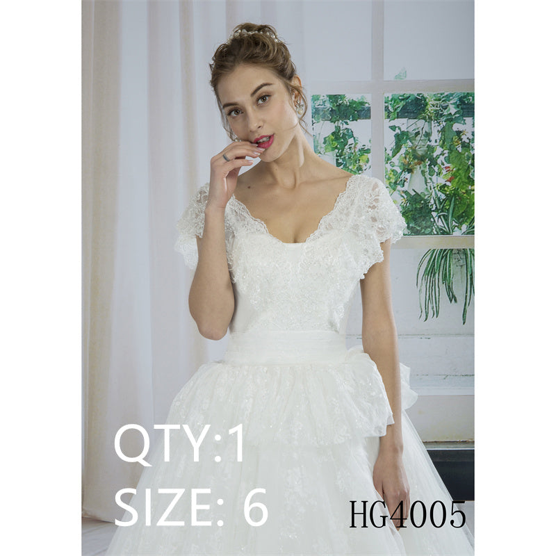New Luxury Off Shoulder V-neck Sexy Lace Applique Princess Bridal Gown Pearls Wedding Dresses