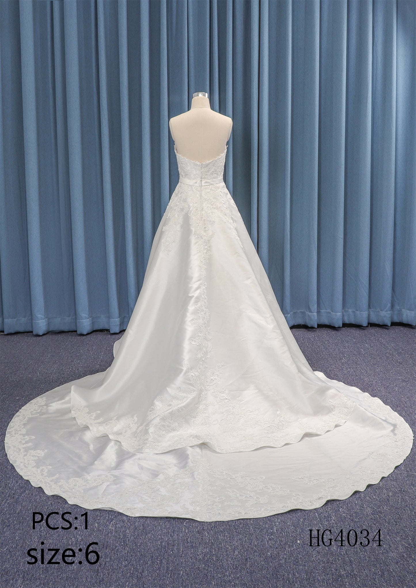 Strapless Mikado Lace Beading Decoration Backless off Shoulder Sexy A-line Wedding Dress