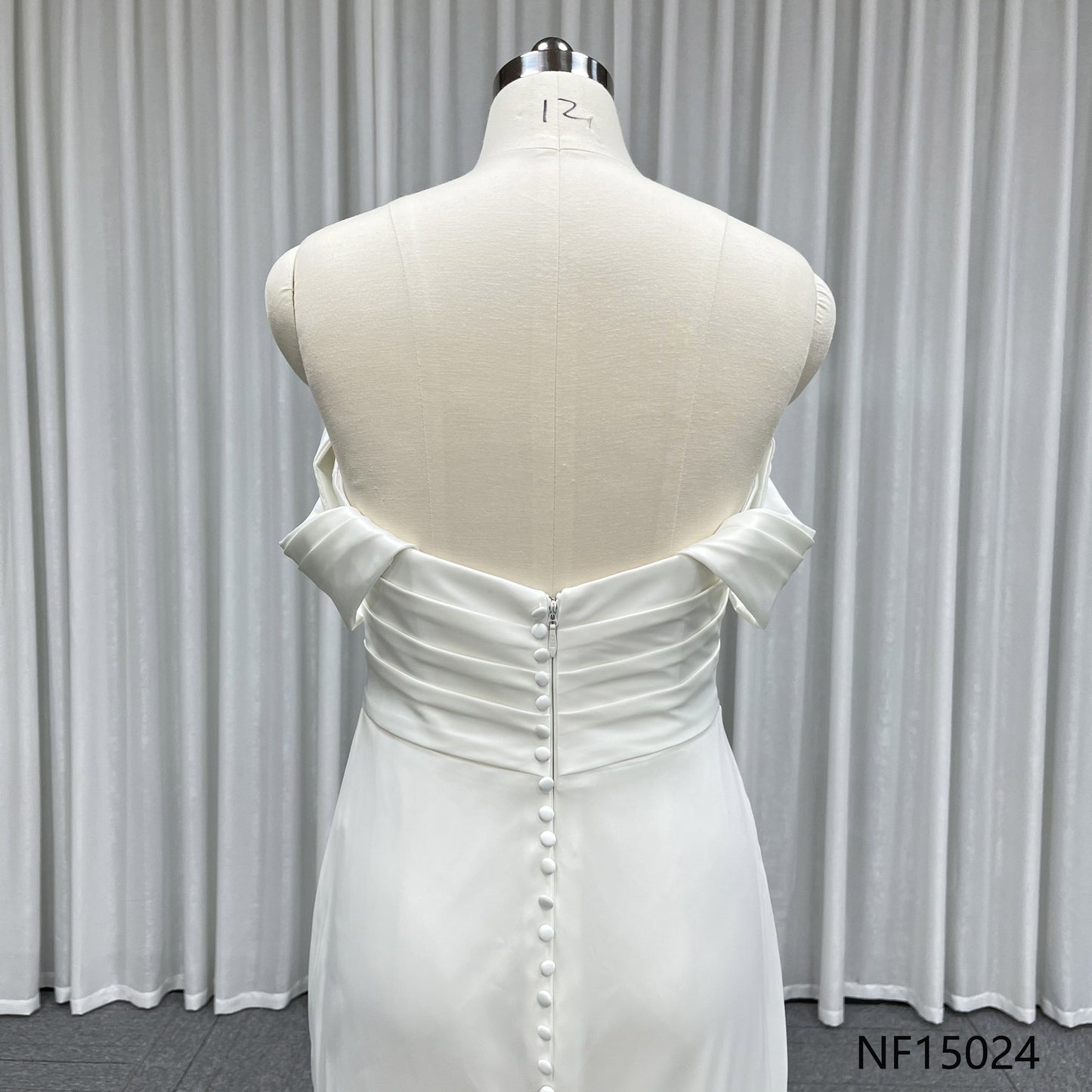 Off Shoulder Draped Satin Mermaid Wedding Dress Ruched Waist Bridal Gown With Sweep Train