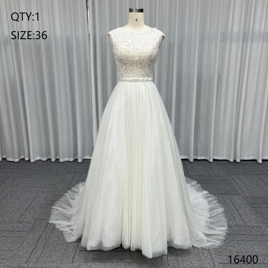 2025 New Custom Elegant Bridal A-line Wedding Dress Applique Embroidery Bridal Dress for Simple Civil Wedding