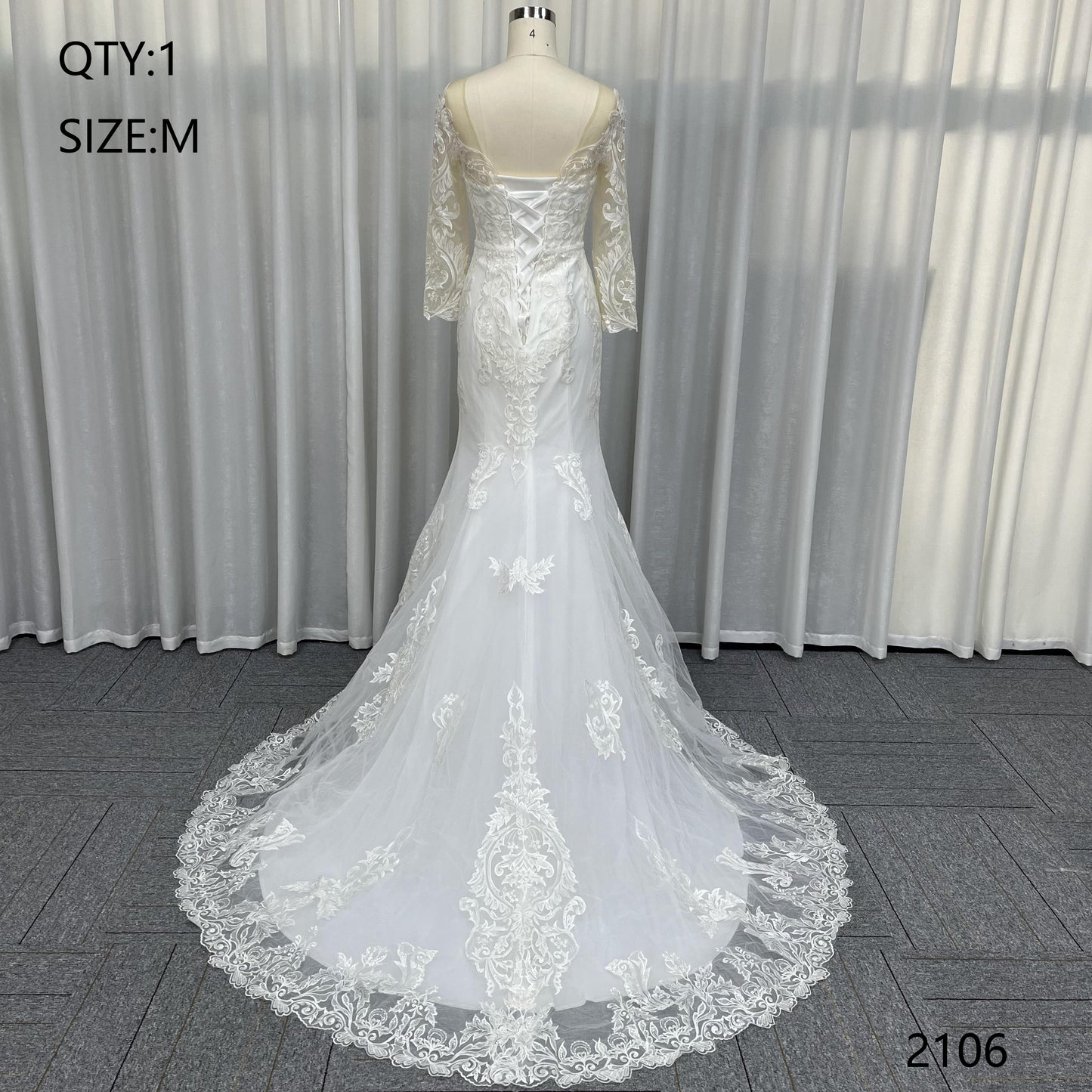 New Arrival Modern Illusion V-Neck Mermaid Wedding Dresses Bridal Gowns Full Sleeves Detachable Skirt Appliqued Crystal Lace