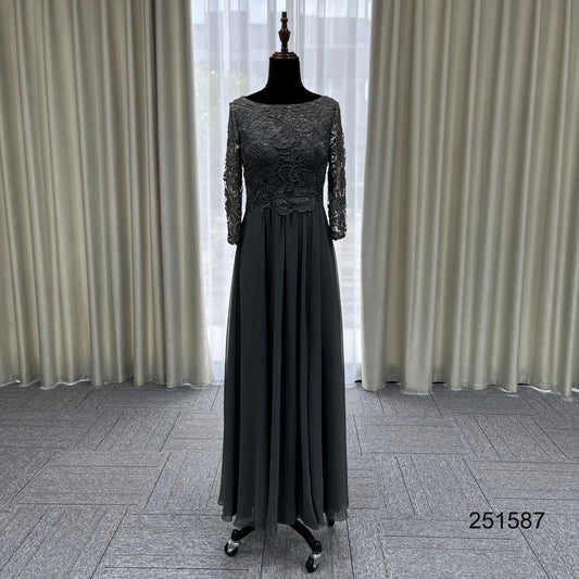 Women Long Sleeve Evening Long Dresses With Lace Decoration Formal Prom Party Gown Elegant Slim Long Dress