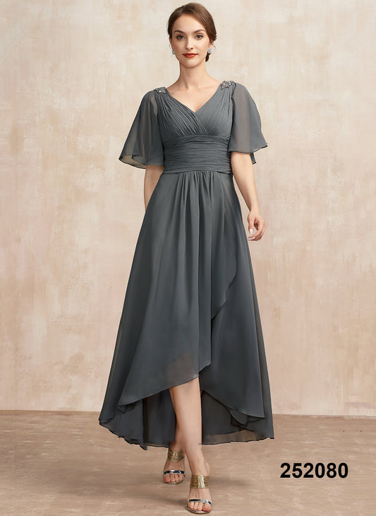 Simple V-neck mermaid dress Bridesmaid dress chiffon A-line evening dress