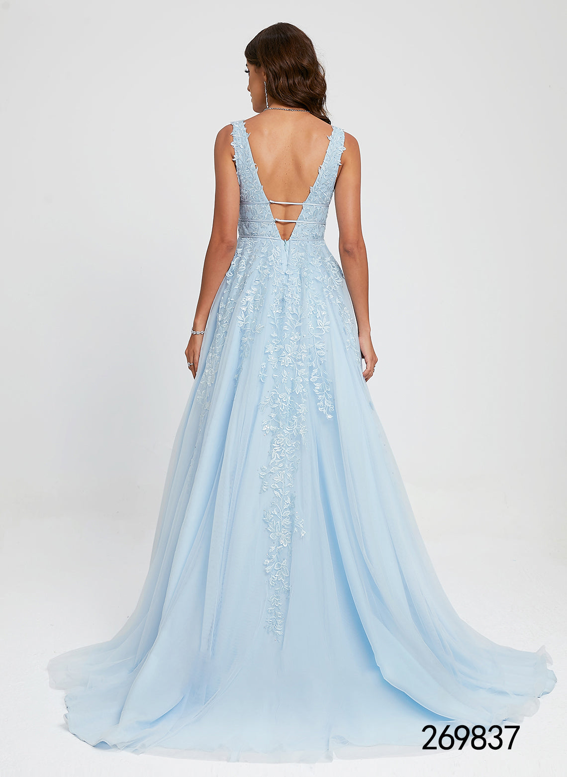 New Dress Sexy V-neck Strap Dress Hollow Long Skirt High Quality Custom Bride Wedding Gown