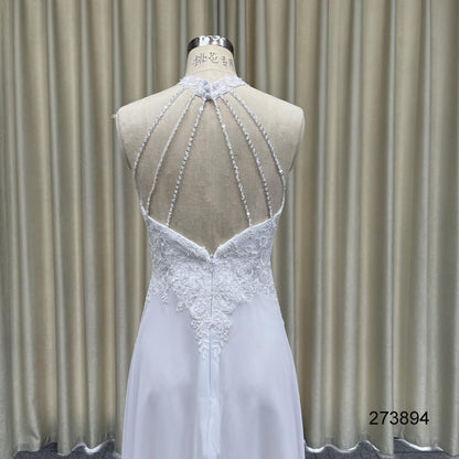 Factory Wholesale Lace Handmade Embroidered Sleeveless Floor Length Princess Tulle Prom Wedding Dresses