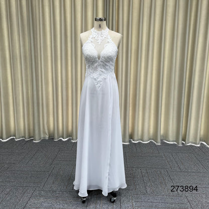 Factory Wholesale Lace Handmade Embroidered Sleeveless Floor Length Princess Tulle Prom Wedding Dresses