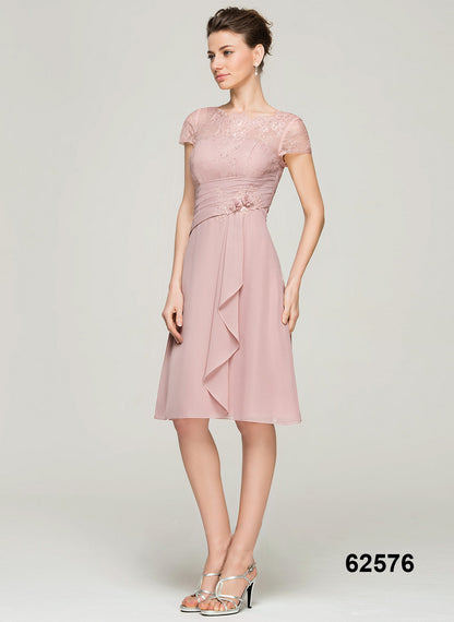 New Style A-Line O-Neck Plus Size Women Casual Dresses Knee-Length Chiffon Mother of the Bride Dress With Ruffle Appliques Lace