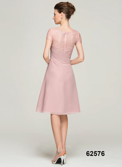 New Style A-Line O-Neck Plus Size Women Casual Dresses Knee-Length Chiffon Mother of the Bride Dress With Ruffle Appliques Lace