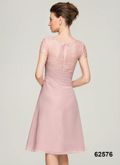 New Style A-Line O-Neck Plus Size Women Casual Dresses Knee-Length Chiffon Mother of the Bride Dress With Ruffle Appliques Lace