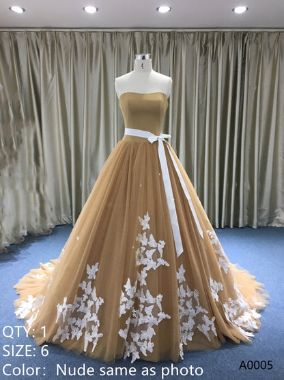 A-line Sweetheart Orange Star Tulle Lace Evening Formal Dresses Vestidos De Fiesta