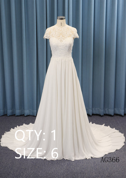 v Neckline Chiffon Skirt With Sash Knot Belt v Back Small Train Outside Wedding Bridal Gown（副本）