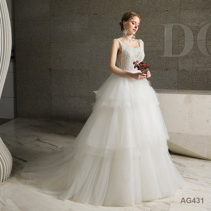 Simple Temperament Wedding Dress Simple Temperament Wedding Dress White Layered Ball Gown Wedding Dresses