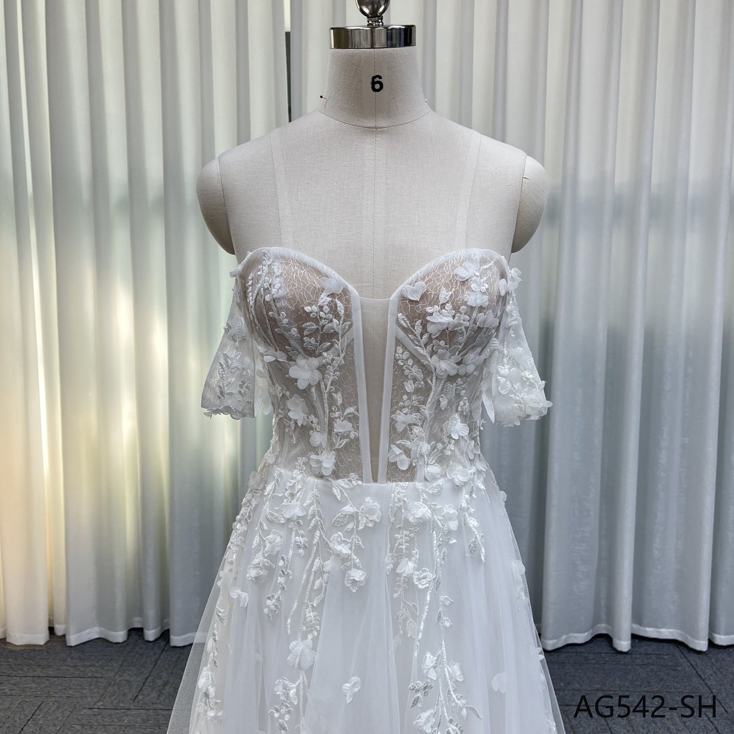New Arrival Civil Vestidos De Novia A-line Detachable Sleeves Sparkle Tulle Women Wedding Dress