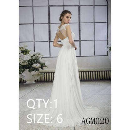 Custom Size Wedding Dress Bridal Skirt Sexy O-neck Slim Fit Lace Applique Sleeveless Bride White Ivory