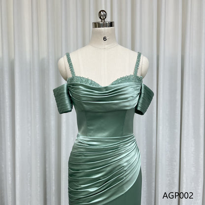 Trendy Luxury Elegant Satin Formal Dress Long Off Shoulder Plus Size Wedding Bridesmaid Evening Dress Long Prom Dresses