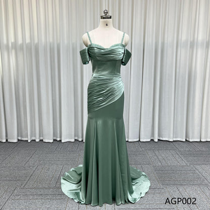 Trendy Luxury Elegant Satin Formal Dress Long Off Shoulder Plus Size Wedding Bridesmaid Evening Dress Long Prom Dresses