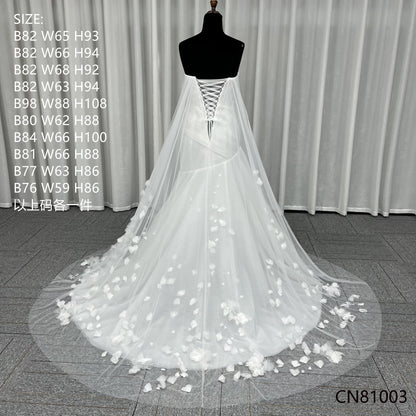 Mermaid Lace Wedding Dress Strapless Sweetheart Neck Ruffles Wedding Gown for Bride