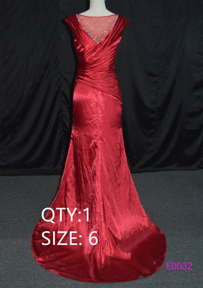 Luxury Long Evening Gown Red Satin V-Neck Sleeveless Floor-Length Dress New Arrival Elegant Bridal Gown Women's Party Gown