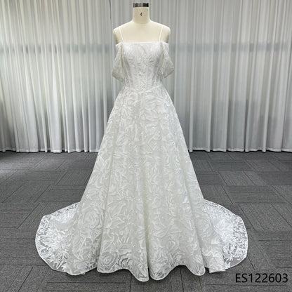 Hot Selling Elegant Modern Fresh Strapless Simple Lightweight Tulle New French Princess Style Gentle Girl Wedding Dress
