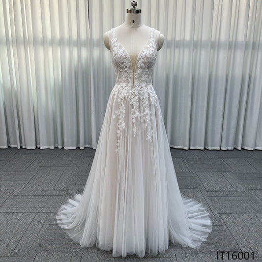 Luxury Spring Wedding Dress for Princess Noble Starry Sequins Backless with Classic Style Elegant Beading Applique Embroidery