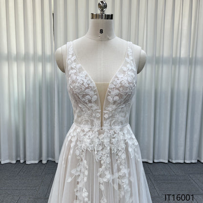 Luxury Spring Wedding Dress for Princess Noble Starry Sequins Backless with Classic Style Elegant Beading Applique Embroidery