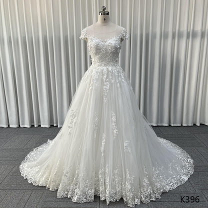 Wedding Dress for Women Sweetheart Off the Shoulder Bride Dress With Applique A-Line Chapel Train