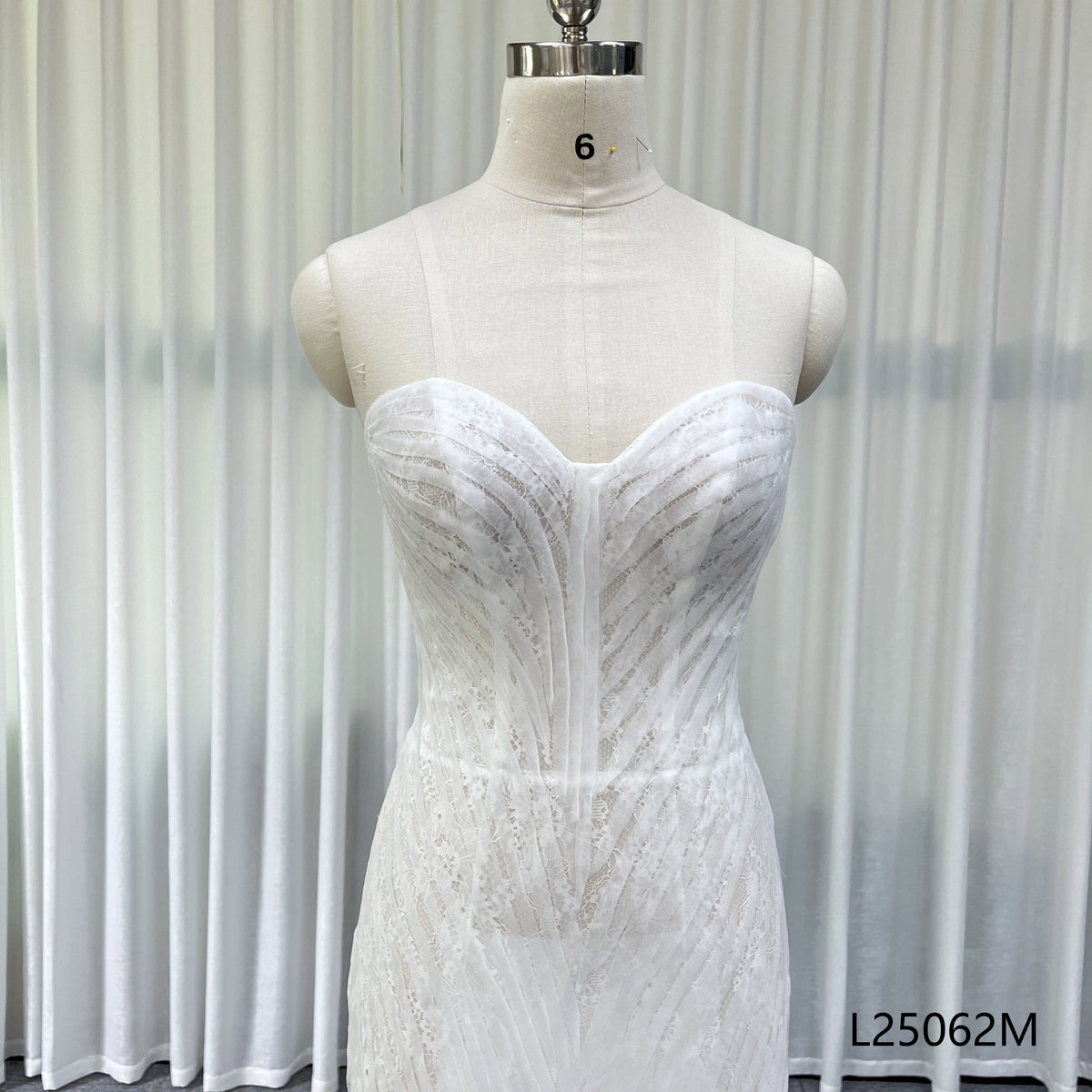 Sweetheart Strapless Beaded Mermaid Wedding Dress with Pleated Tulle Train