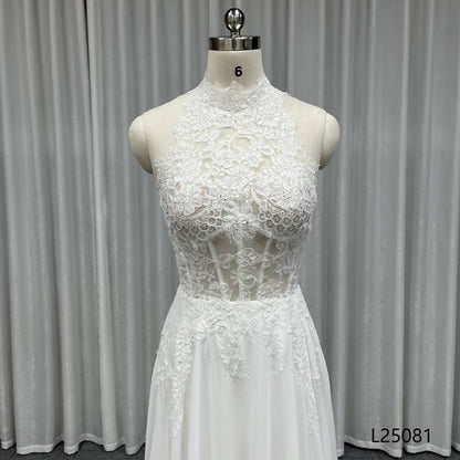Wholesale Price New Halter Wedding Lace Dress A-line Skirt Illusion 2026New Luxury Style Wedding Dress