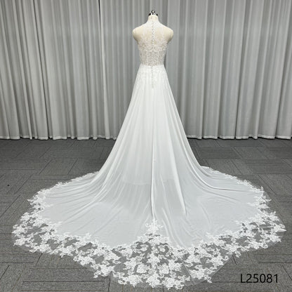 Wholesale Price New Halter Wedding Lace Dress A-line Skirt Illusion 2026New Luxury Style Wedding Dress