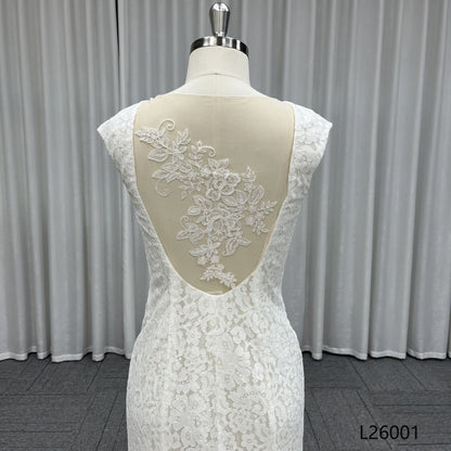 QUEENS GOWN Elegant Mermaid Sleeveless Deep v Slit Embroidery Lace With Big Train Sexy Backless Wedding Dress for Bride