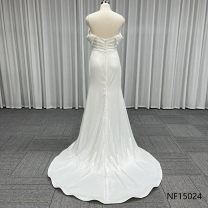 Luxury Sequin Tulle Mermaid Bride Dress Sweetheart Corset Wedding Gown Long Flared Train
