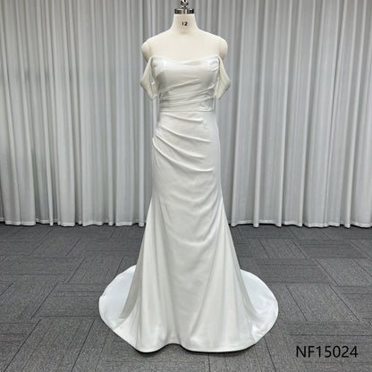 Luxury Sequin Tulle Mermaid Bride Dress Sweetheart Corset Wedding Gown Long Flared Train